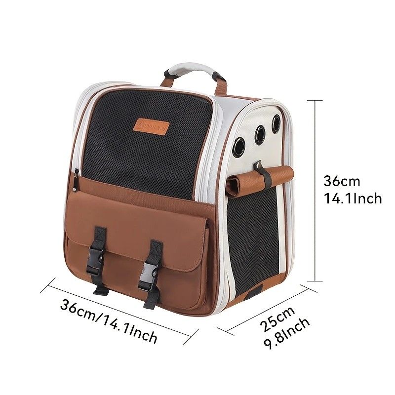 Cat Backpack Carrier - Lightweight, Foldable, Shape-Retaining Travel Bag for Cats and Small Dogs up to 8kg(Milk coffee color)