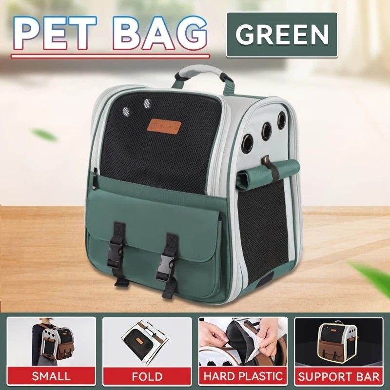 Cat Backpack Carrier - Lightweight, Foldable, Shape-Retaining Travel Bag for Cats and Small Dogs up to 8kg(Milk coffee color)