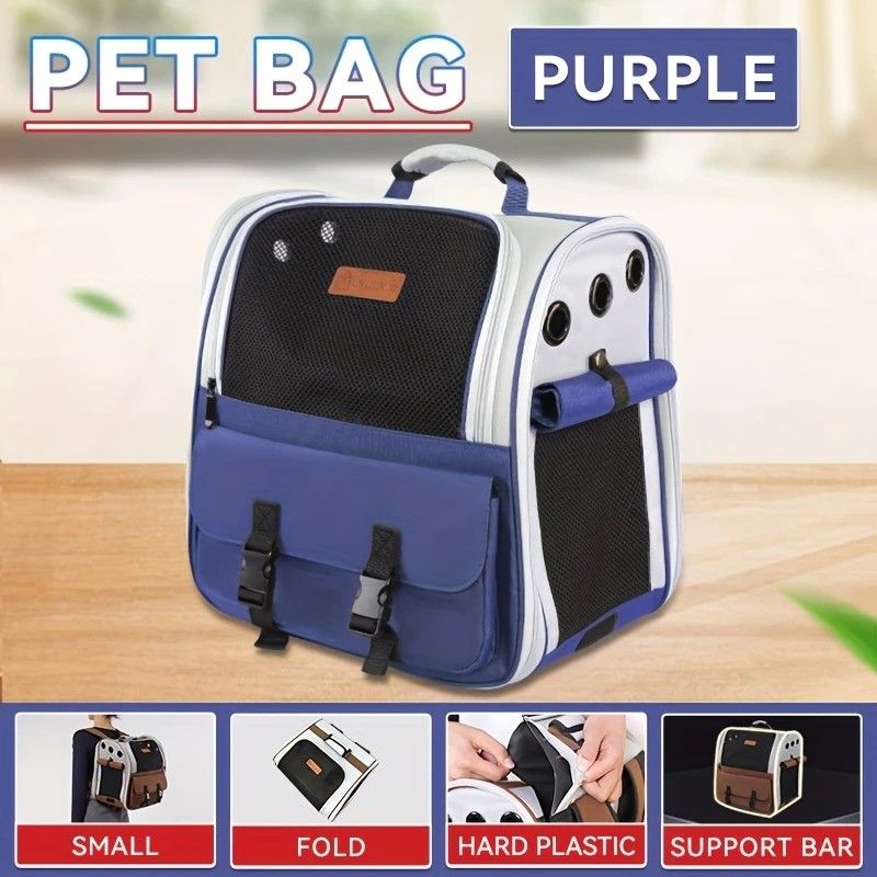 Cat Backpack Carrier - Lightweight, Foldable, Shape-Retaining Travel Bag for Cats and Small Dogs up to 8kg(Sakura powder)