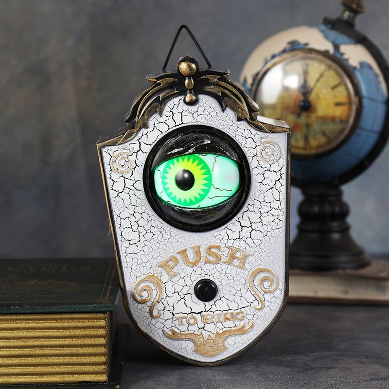 1pc Halloween Horror Prank Doorbell Hanging Ornament with Glowing Effect & Terrifying Scream Sound, Battery Not Included（White doorbell）