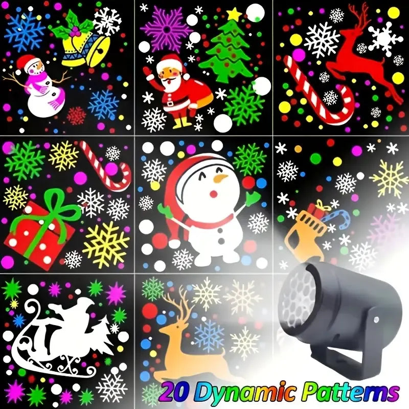 20-Pattern Christmas Projection Lamp, Plug-and-Play USB Lights Up a Fairy-Tale Christmas Night/golden