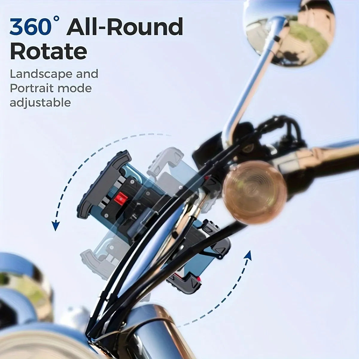 360° Rotatable Bike/Motorcycle Phone Mount: Metal 4-Claw Lock / 1-Sec One-Hand Mount & Release / 70LB Load Capacity, Universal for Motorcycles & Bikes, No Drop on Bumpy Roads!