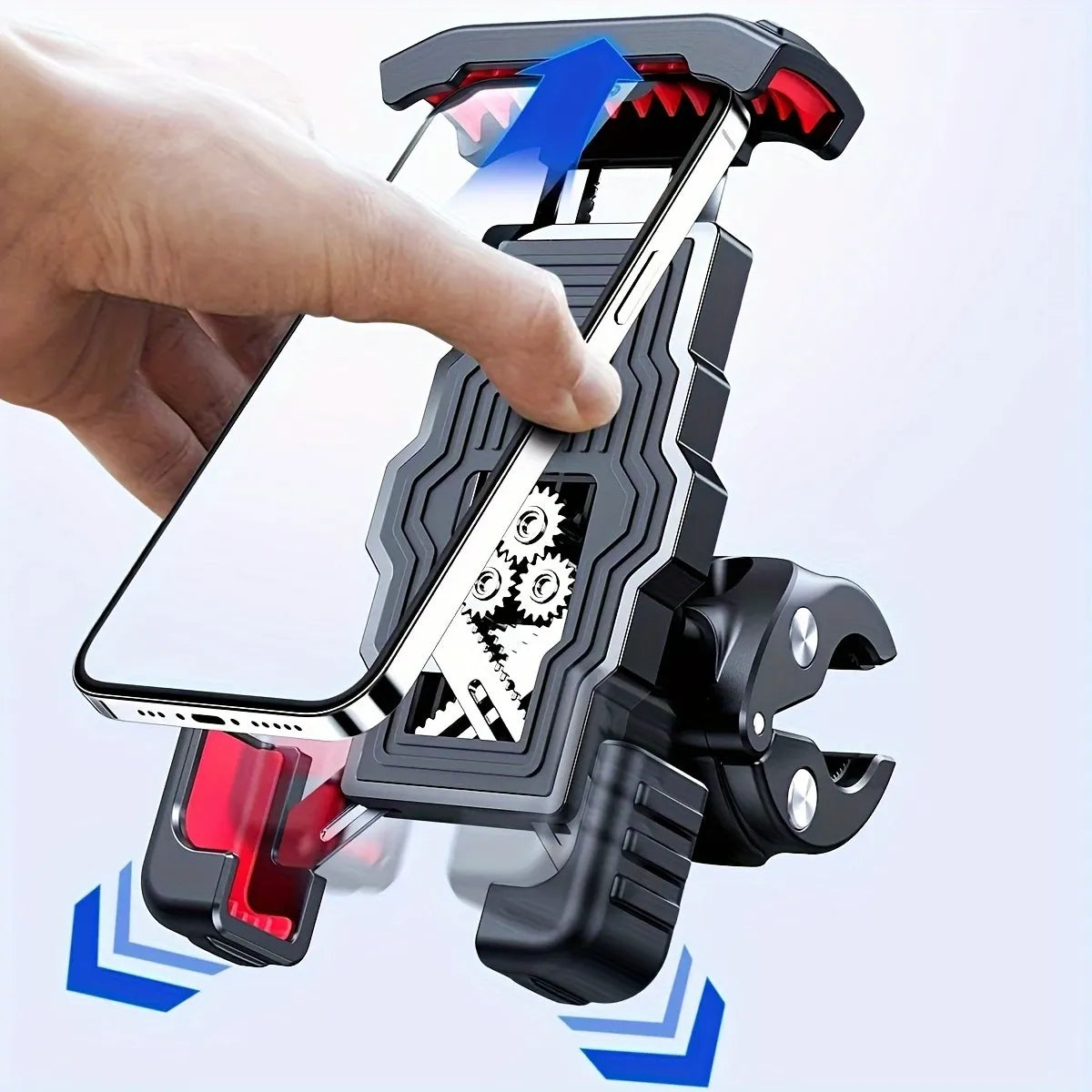 360° Rotatable Bike/Motorcycle Phone Mount: Metal 4-Claw Lock / 1-Sec One-Hand Mount & Release / 70LB Load Capacity, Universal for Motorcycles & Bikes, No Drop on Bumpy Roads!