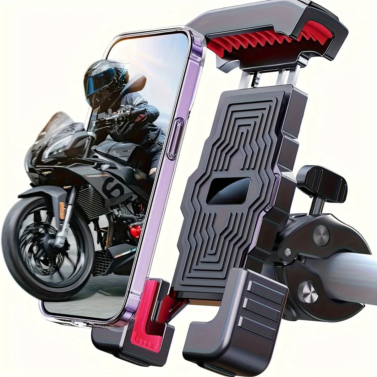 360° Rotatable Bike/Motorcycle Phone Mount: Metal 4-Claw Lock / 1-Sec One-Hand Mount & Release / 70LB Load Capacity, Universal for Motorcycles & Bikes, No Drop on Bumpy Roads!