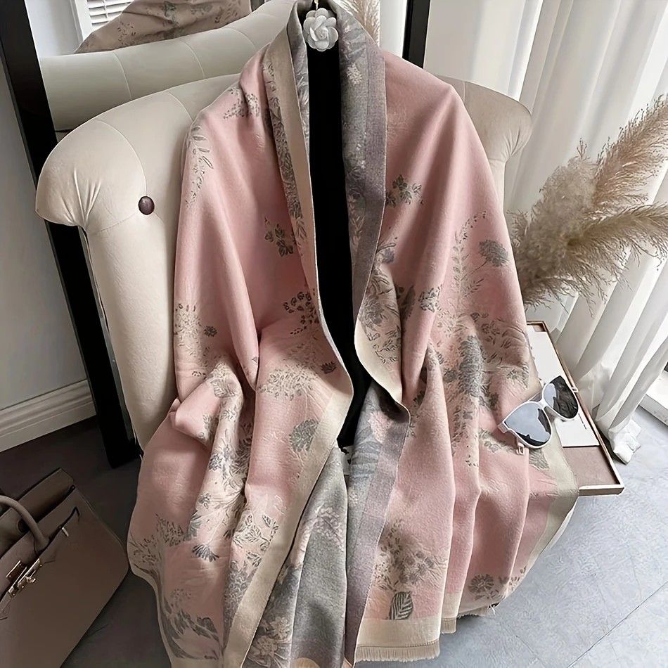 Bohemian-style Faux Cashmere Shawl Scarf, Soft, Warm, and Stylish for Autumn and Winter(ORANGE)