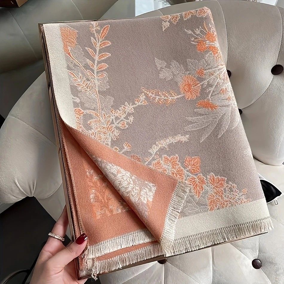 Bohemian-style Faux Cashmere Shawl Scarf, Soft, Warm, and Stylish for Autumn and Winter(GREEN)