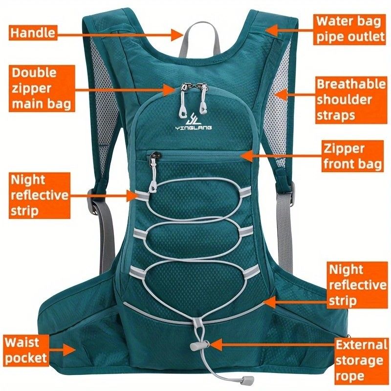 Lightweight Trail Running Hydration Backpack, Cycling Hiking Mountaineering Backpack, Night-Reflective Breathable Design(BLACK)