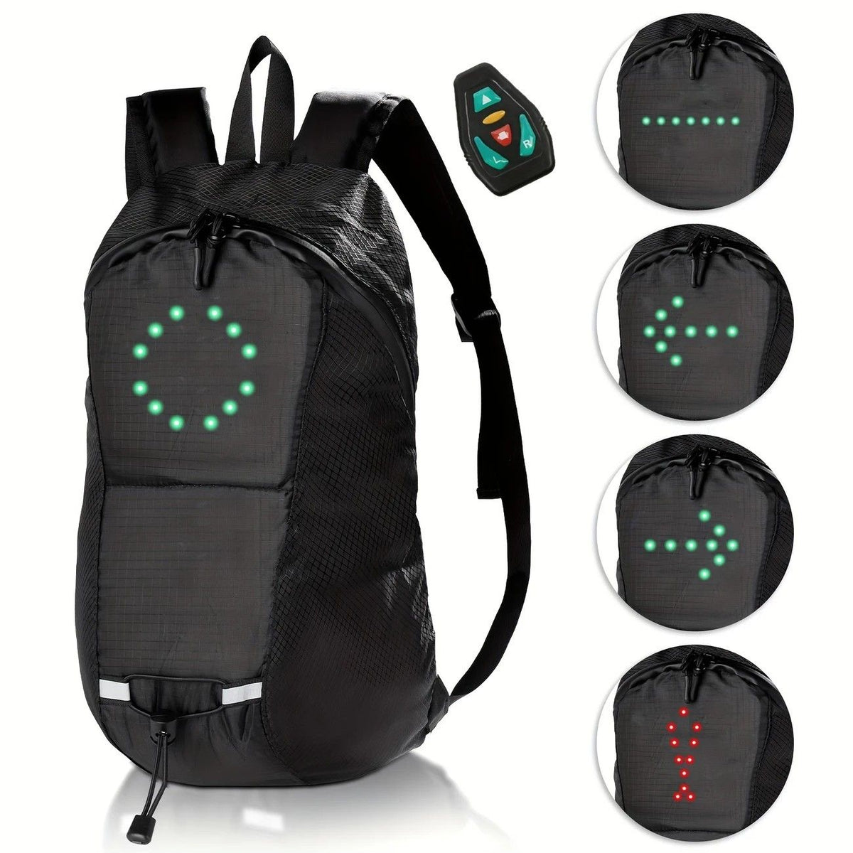 15L Backpack with USB Charging & Smart LED Turn Signals, Waterproof Cycling Commuter Daypack, Lightweight Nylon, Safety Reflective(black)