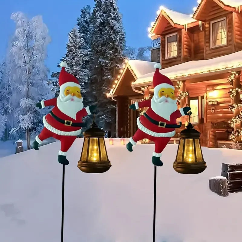 1PCS Solar Santa Claus Lantern Stake Light, Durable Iron Art, Warm & Colorful Light Modes, Brighten Up Your Outdoor Courtyard Christmas Ambiance (Warm Light)