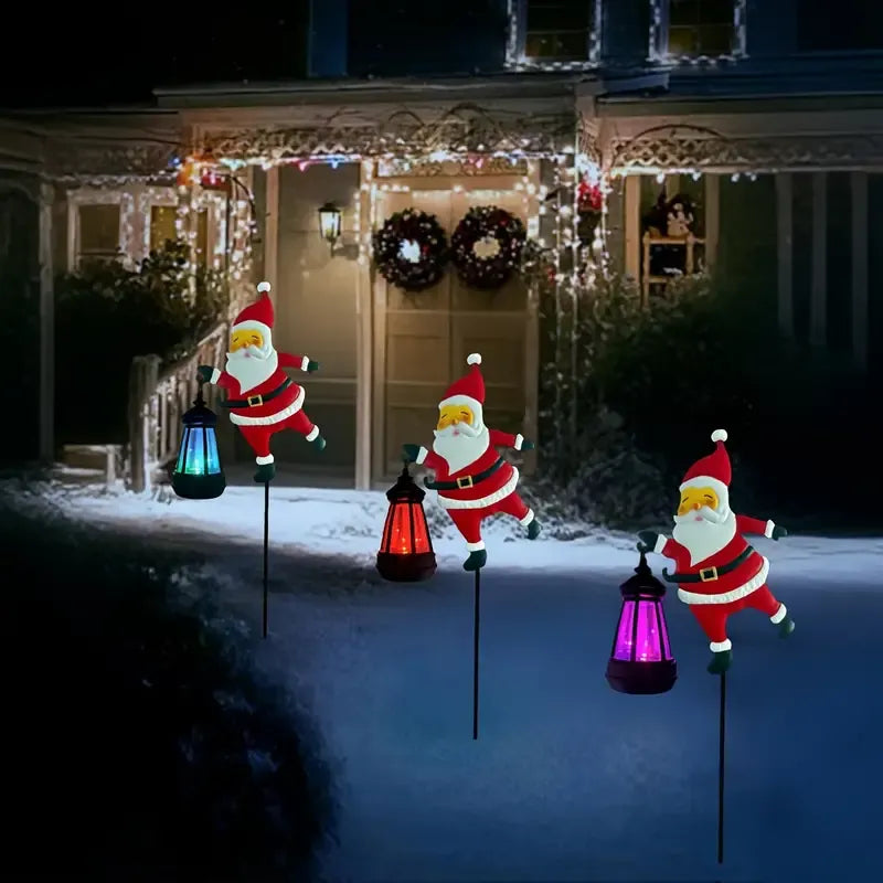 1PCS Solar Santa Claus Lantern Stake Light, Durable Iron Art, Warm & Colorful Light Modes, Brighten Up Your Outdoor Courtyard Christmas Ambiance (Warm Light)