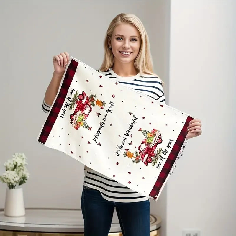 5PCS Microfiber Christmas Towels – Adorable Patterns, Soft & Absorbent, Brighten Up Your Cozy Holiday Moments