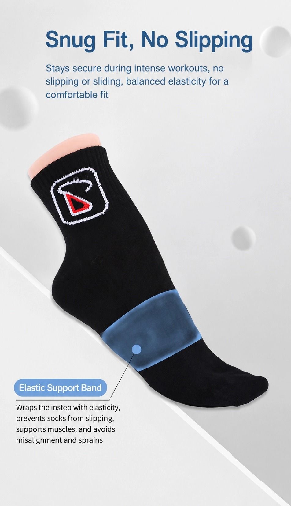 Breathable & moisture-wicking, antibacterial & odor-resistant — SMAIL DARING Bamboo Fiber Sports Socks 2-Pack (1 Pair White + 1 Pair Black) Size 40#-44#