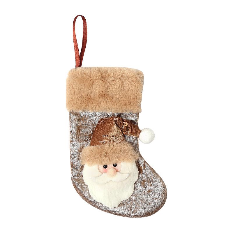 Brown Mini Christmas Stocking Set of 3, Reindeer Snowman Santa Styles, Cute Little Ornament Holiday Essential