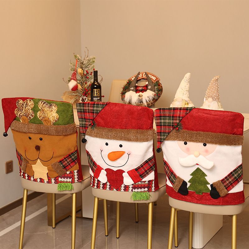 Christmas Handmade Fabric Chair Cover, Cute Santa Claus Design, Brightens Up the Warm Holiday Atmosphere