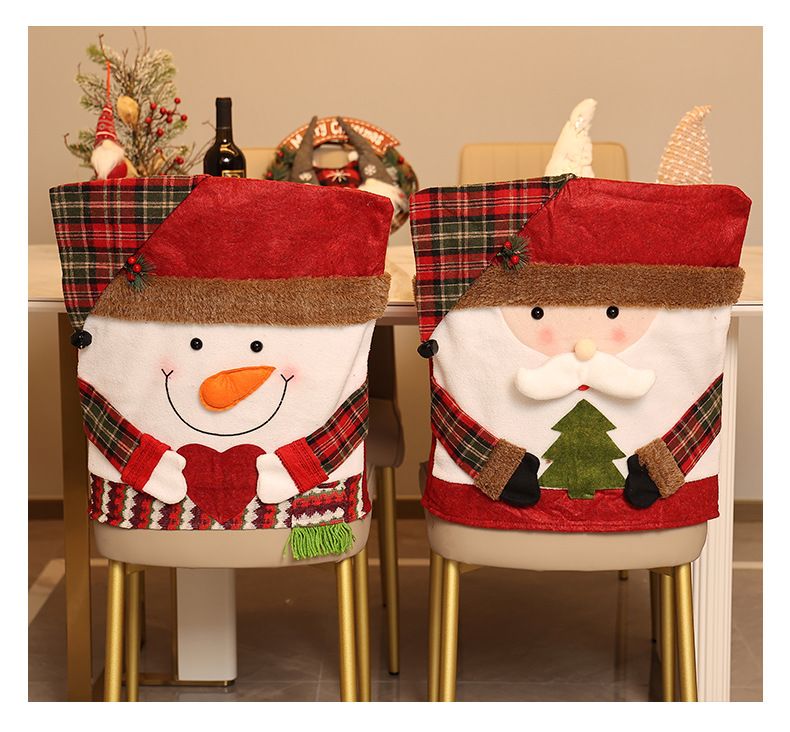 Christmas Handmade Fabric Chair Cover, Cute Santa Claus Design, Brightens Up the Warm Holiday Atmosphere