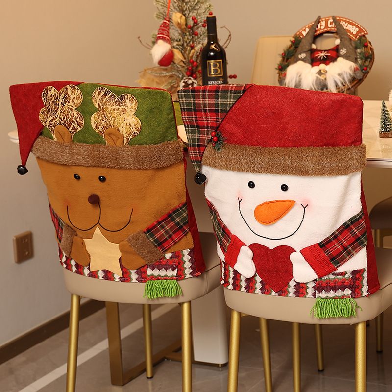 Christmas Handmade Fabric Chair Cover, Cute Reindeer Design, Brightens Up the Warm Holiday Atmosphere