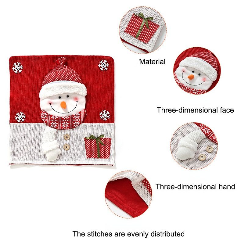 Knitted Red & White Christmas Chair Cover, Classic Reindeer Design, Brightens Up the Warm Holiday Atmosphere