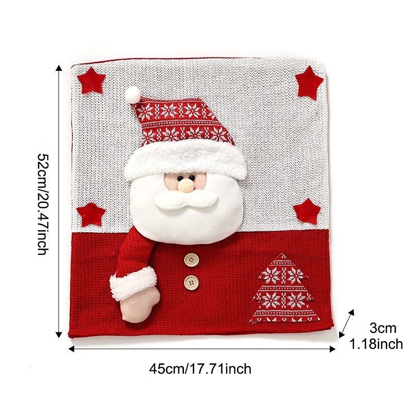 Knitted Red & White Christmas Chair Cover, Classic Reindeer Design, Brightens Up the Warm Holiday Atmosphere