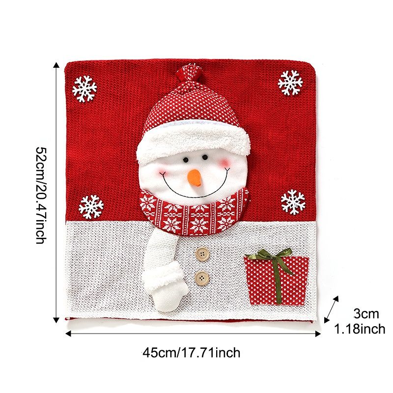 Knitted Red & White Christmas Chair Cover, Classic Santa Claus Design, Brightens Up the Warm Holiday Atmosphere