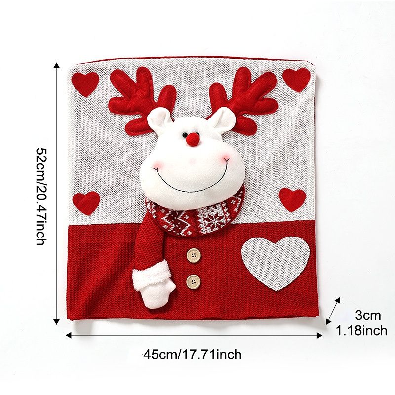 Knitted Red & White Christmas Chair Cover, Classic Santa Claus Design, Brightens Up the Warm Holiday Atmosphere