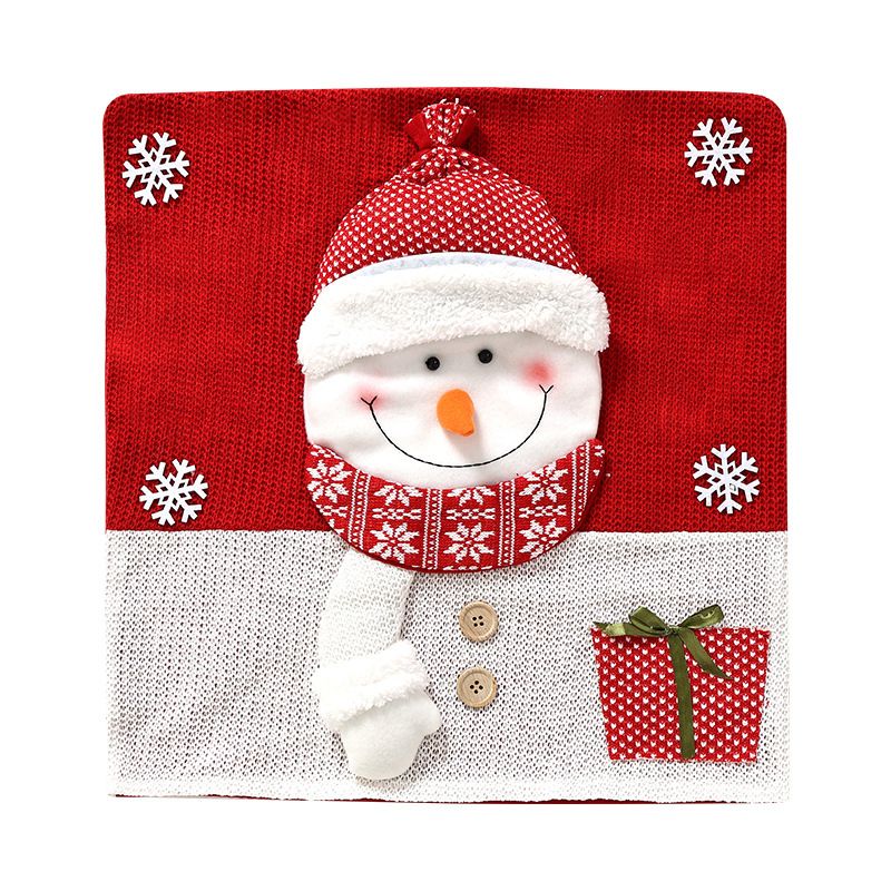Knitted Red & White Christmas Chair Cover, Classic Snowman Design, Brightens Up the Warm Holiday Atmosphere