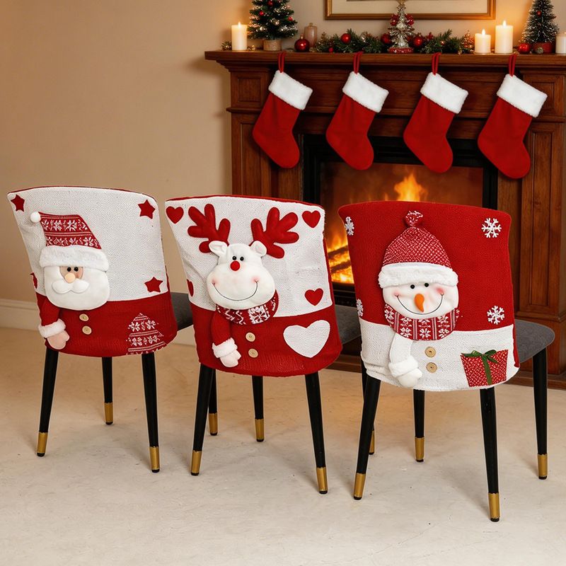 Knitted Red & White Christmas Chair Cover, Classic Snowman Design, Brightens Up the Warm Holiday Atmosphere