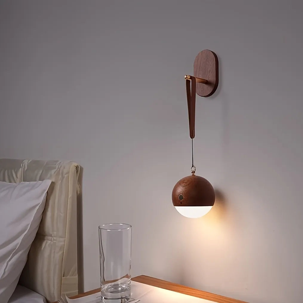 Scandinavian Wood 2-in-1 Voice Control Night Light, Solid Wood Portable Table Lamp Wall Ambient Light, 5m Offline Voice Control, 3-Level Dimming, with USB Cable & Lanyard.(Beech color)