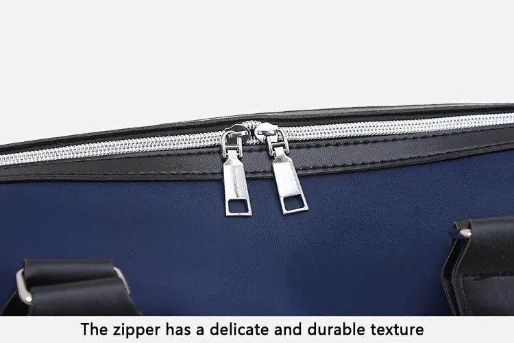Dark Blue Foldable Travel Bag, Nylon Large Capacity Tote & Crossbody, Multi-Pocket Business Short Trip Gym Duffel.(BLACK:L)