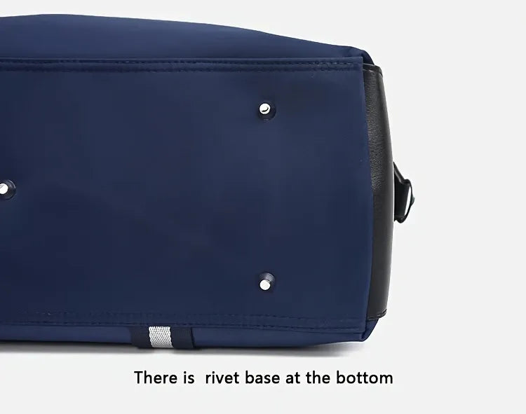 Dark Blue Foldable Travel Bag, Nylon Large Capacity Tote & Crossbody, Multi-Pocket Business Short Trip Gym Duffel.(BLACK:M)