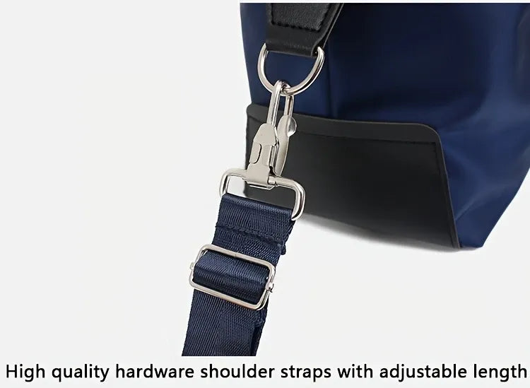 Dark Blue Foldable Travel Bag, Nylon Large Capacity Tote & Crossbody, Multi-Pocket Business Short Trip Gym Duffel.(BLACK:M)