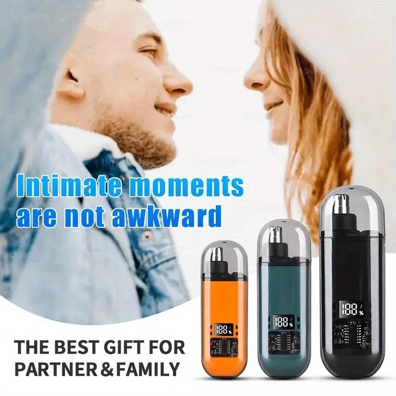 Electric nose hair trimmer, fashionable mini portable, wireless USB charging, suitable for both men and women, super easy-to-use nose hair trimmer.black