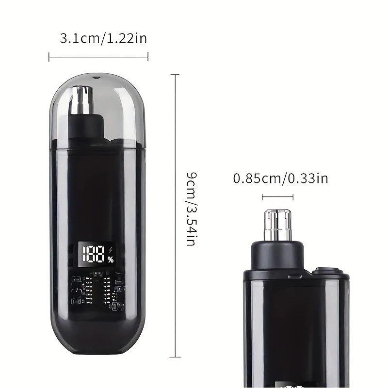 Electric nose hair trimmer, fashionable mini portable, wireless USB charging, suitable for both men and women, super easy-to-use nose hair trimmer.black