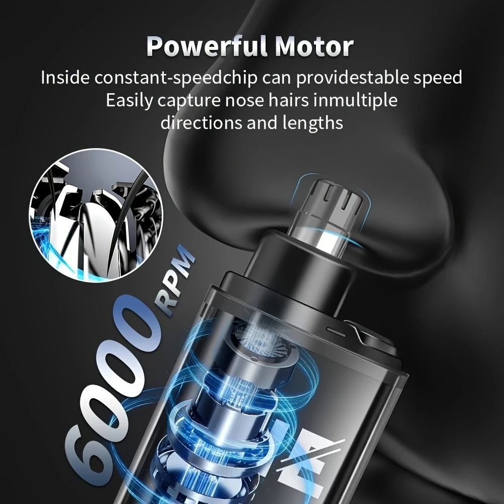 Electric nose hair trimmer, fashionable mini portable, wireless USB charging, suitable for both men and women, super easy-to-use nose hair trimmer.black