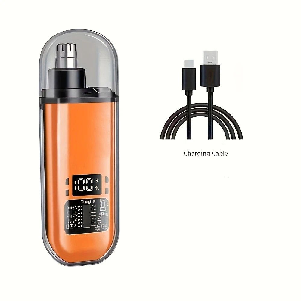 Electric nose hair trimmer, fashionable mini portable, wireless USB charging, suitable for both men and women, super easy-to-use nose hair trimmer.black