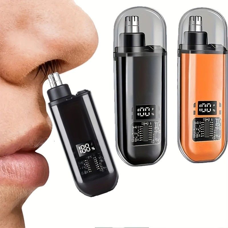 Electric nose hair trimmer, fashionable mini portable, wireless USB charging, suitable for both men and women, super easy-to-use nose hair trimmer.ORANGE