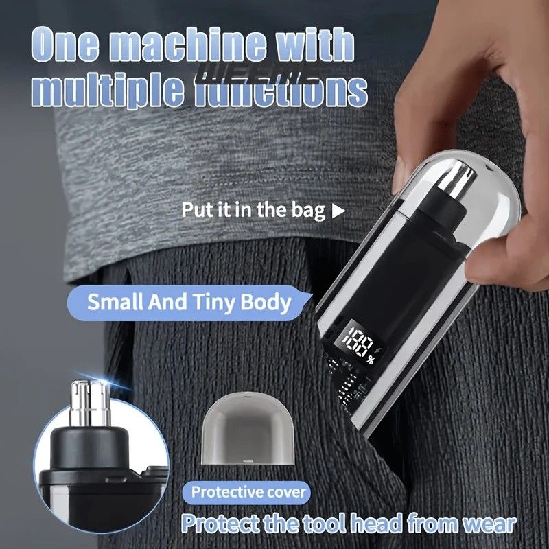 Electric nose hair trimmer, fashionable mini portable, wireless USB charging, suitable for both men and women, super easy-to-use nose hair trimmer.ORANGE