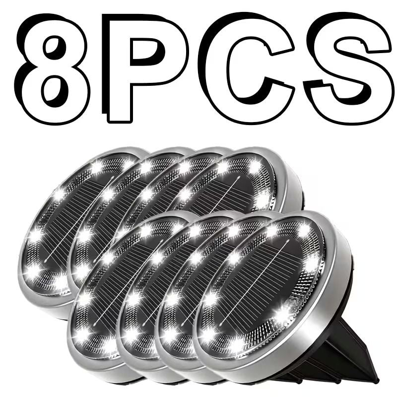 8PCS Solar Outdoor Buried Light Waterproof Garden Lawn Lamp Warm Landscape Lighting No Wiring Auto Charge Night Illumination Decorative Light.*white light