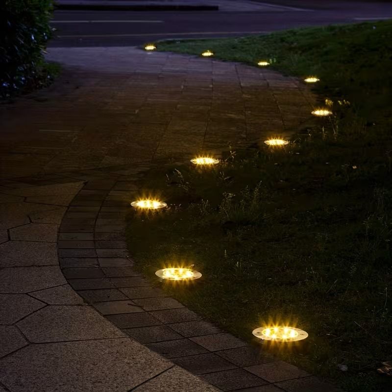 2pcs Solar Outdoor Buried Light Waterproof Garden Lawn Lamp Warm Landscape Lighting No Wiring Auto Charge Night Illumination Decorative Light.*Warm light