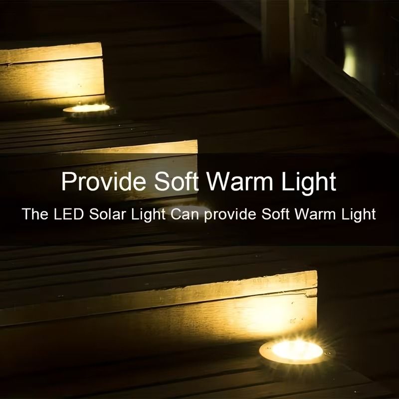 2pcs Solar Outdoor Buried Light Waterproof Garden Lawn Lamp Warm Landscape Lighting No Wiring Auto Charge Night Illumination Decorative Light.*Warm light