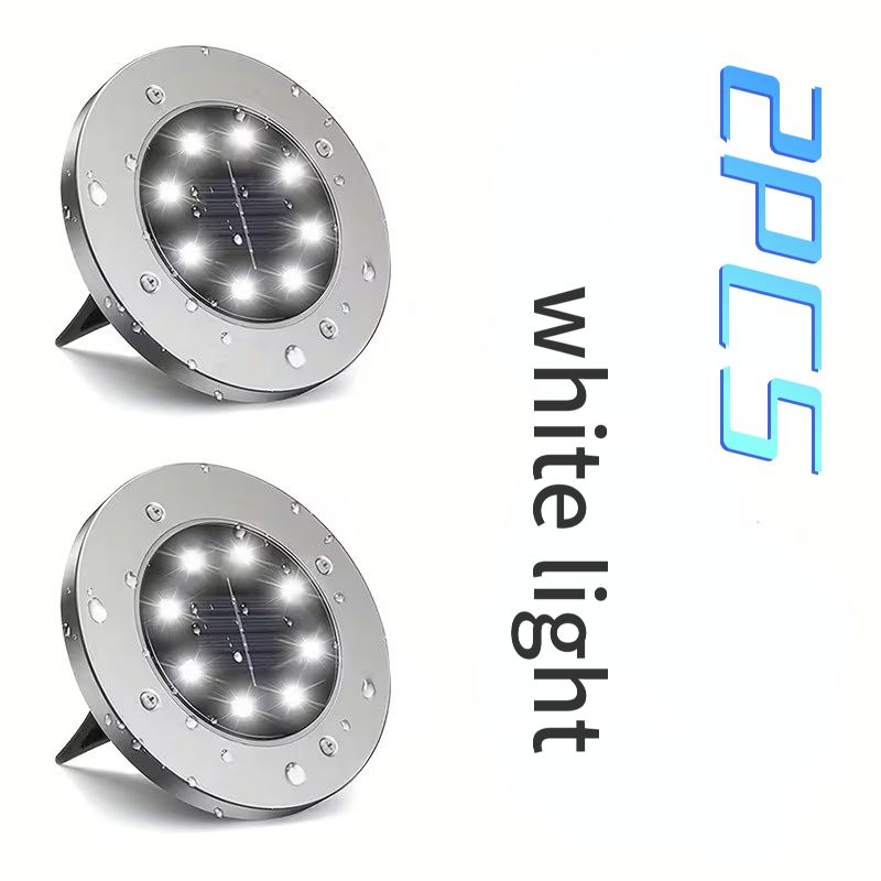 2pcs Solar Outdoor Buried Light Waterproof Garden Lawn Lamp Warm Landscape Lighting No Wiring Auto Charge Night Illumination Decorative Light.*Warm light