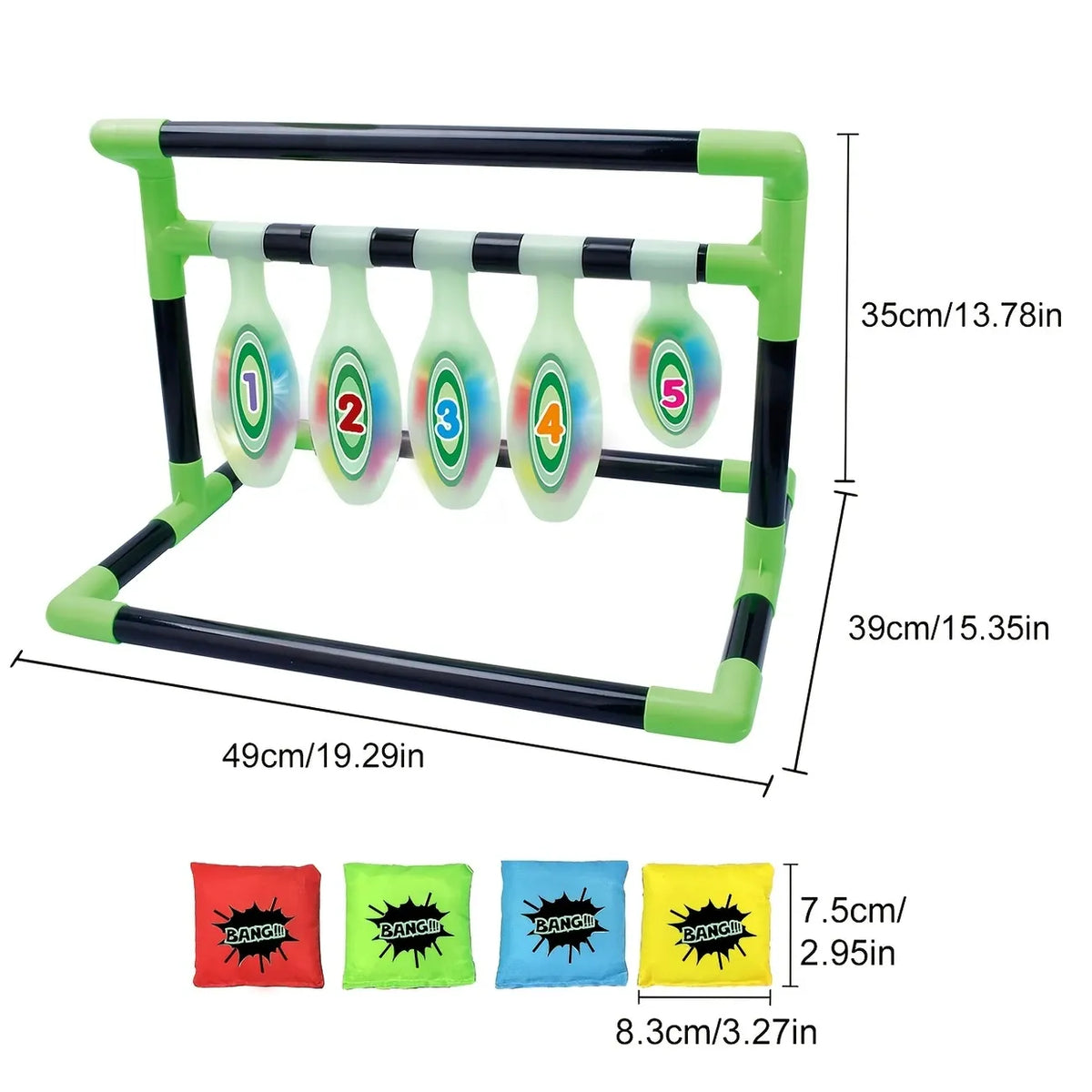 Light-Up Kids Throwing Bowling Toy, ABS Gravity Activated LED, Numbered Targets with 4 Sandbags, Indoor Outdoor Parent-Child Game, Hand-Eye Coordination Training, Holiday Birthday Gift