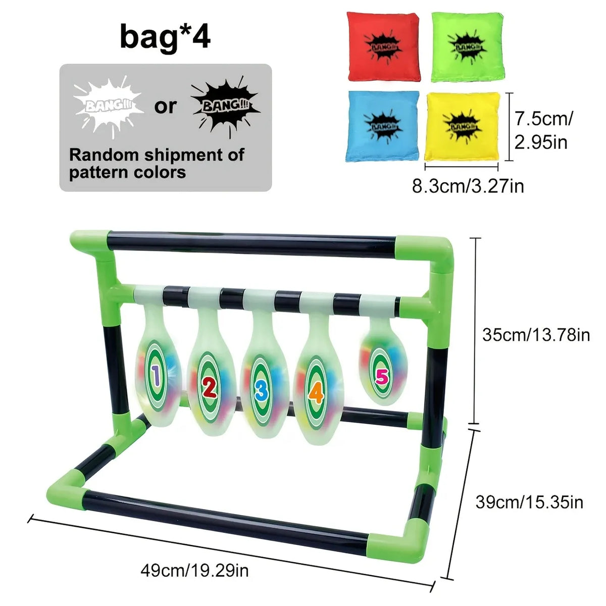 Light-Up Kids Throwing Bowling Toy, ABS Gravity Activated LED, Numbered Targets with 4 Sandbags, Indoor Outdoor Parent-Child Game, Hand-Eye Coordination Training, Holiday Birthday Gift