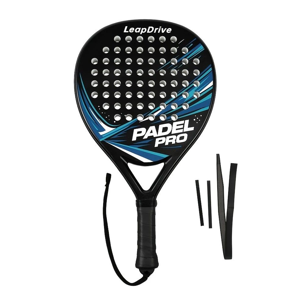 Padel Racket Carbon Fiber Lightweight Control EVA Core | Comfort Grip for Beginner & Intermediate Players（Red and black wave point single shot）