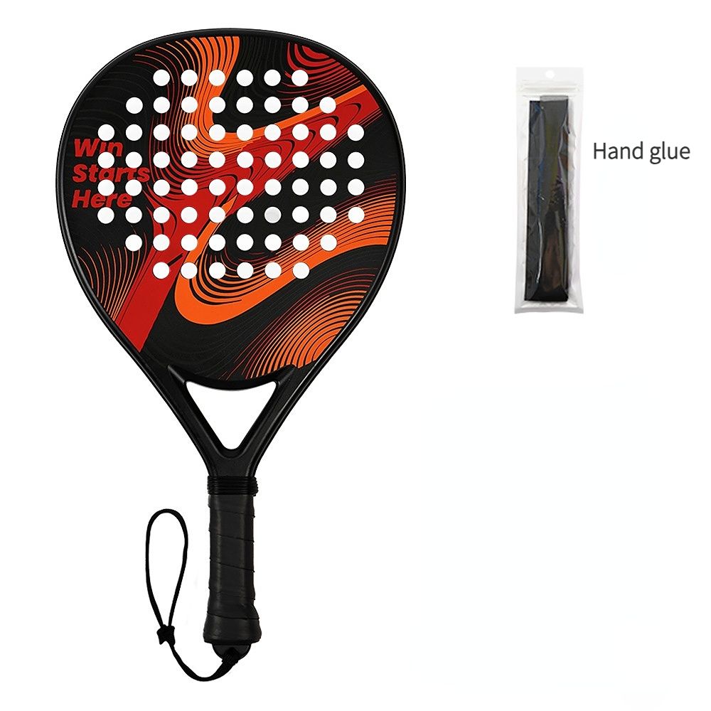 Padel Racket Carbon Fiber Lightweight Control EVA Core | Comfort Grip for Beginner & Intermediate Players（Orange-red wave single shot）