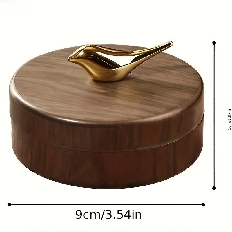 1 Light-Luxury Fashion Desktop Ashtray | Creative High-End Living Room Home Decor, Personalized Car Ashtray with Lid, Retro Aesthetic, the Perfect Gift for Homeowners.Golden bird golden liner