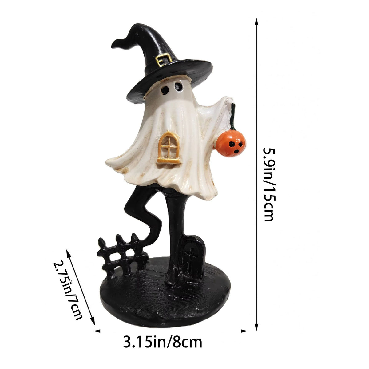 Halloween Ghost Witch Resin Figurine, Fun Spooky Tabletop Decoration