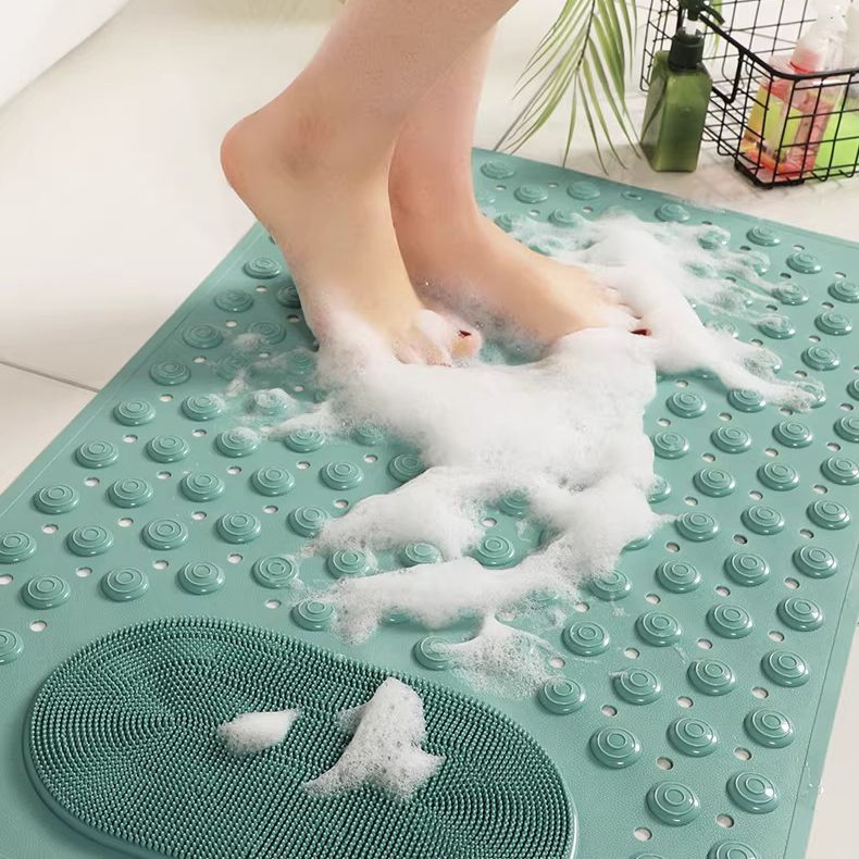 Anti-Slip Massage Shower Mat with Suction Cups Foot Spa Bathroom Mat（green)