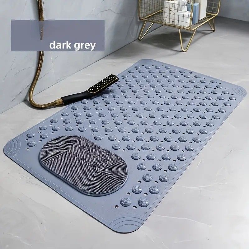 Anti-Slip Massage Shower Mat with Suction Cups Foot Spa Bathroom Mat(GREY)