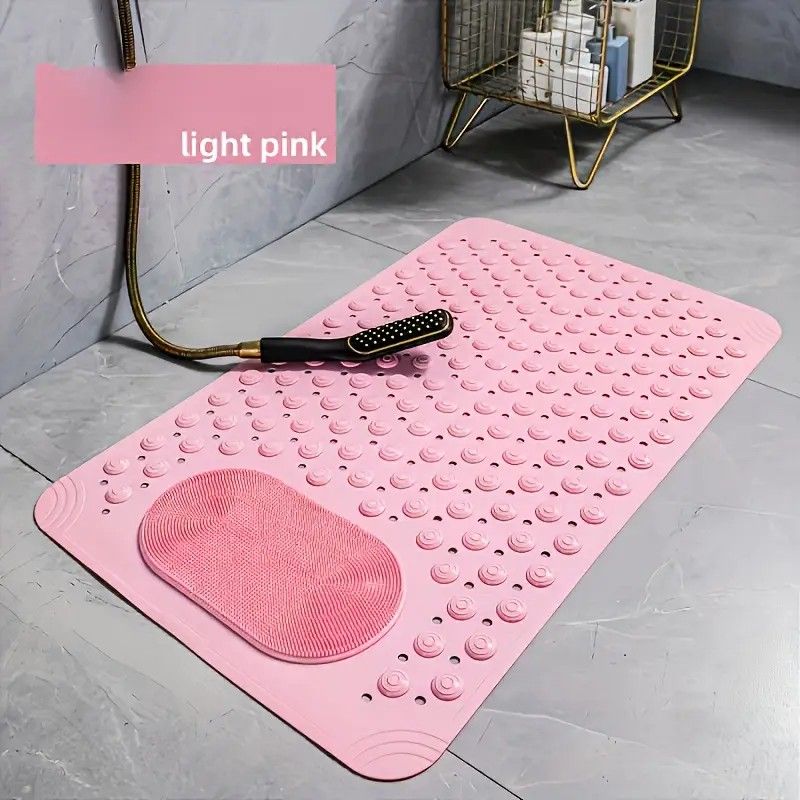 Anti-Slip Massage Shower Mat with Suction Cups Foot Spa Bathroom Mat(GREY)