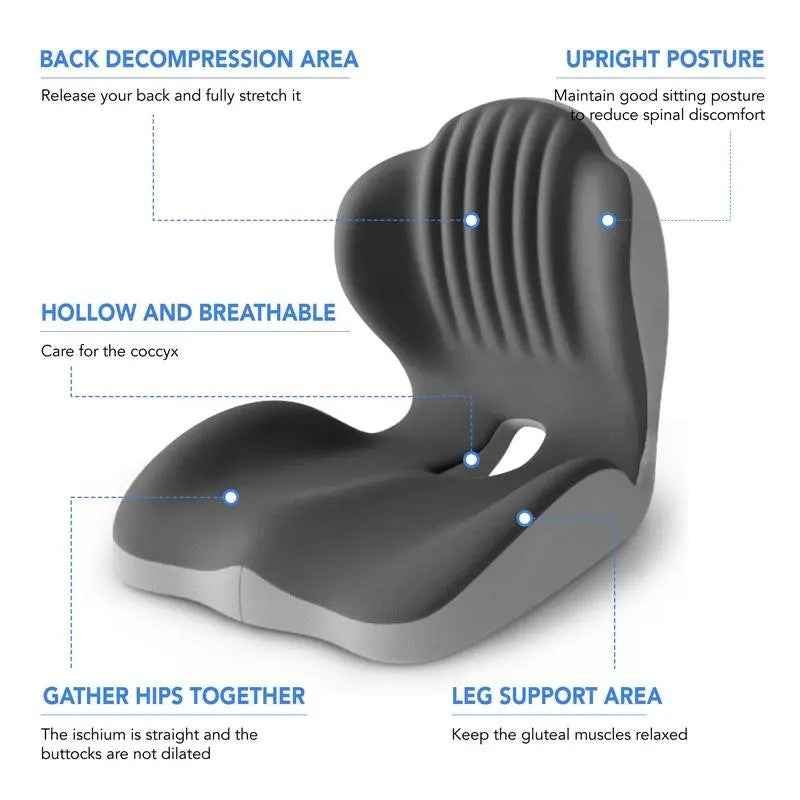 Ergonomic Memory Foam Seat Cushion provides comfortable lumbar and back support, suitable for office chairs and car seats. Reduces pressure and relieves back pain, lightweight and portable with moderate softness, a thoughtful gift for family and friends.